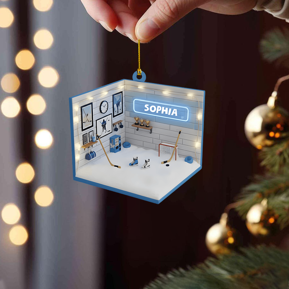 Custom Hockey Ornament 2025 – Personalized Locker Room Ornament with Name, Gift for Ice Hockey Lovers Ornament