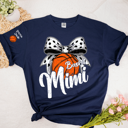 Basketball Mimi Shirt, Custom Names and Bow Design for Proud Sports Grandma