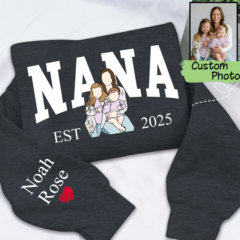 Personalized Custom Photo Portrait, Giver Custom Nana And Kids For Family Gift