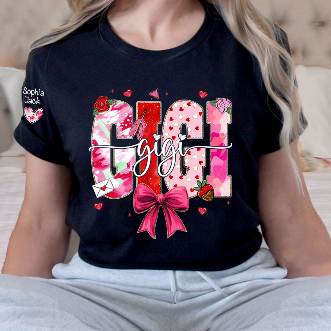 Valentine's Day Gigi T-shirt, Cute Heart Family Love Design For Gift Grandma