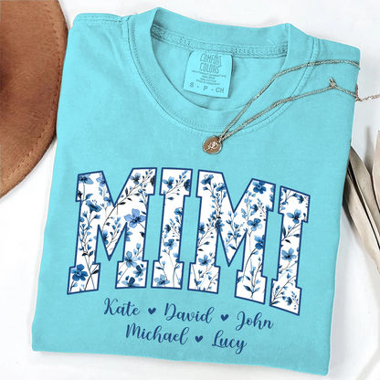 Comfort Colors® T-Shirt Personalized Blue Gigi, Custom Grandma and Kids