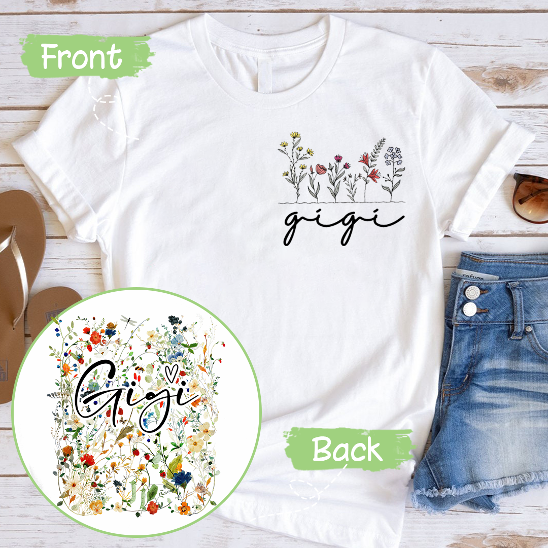 Personalized Gigi Wildflower Trend 2025 T-Shirt, Custom Grandma And Grandkids Shirt