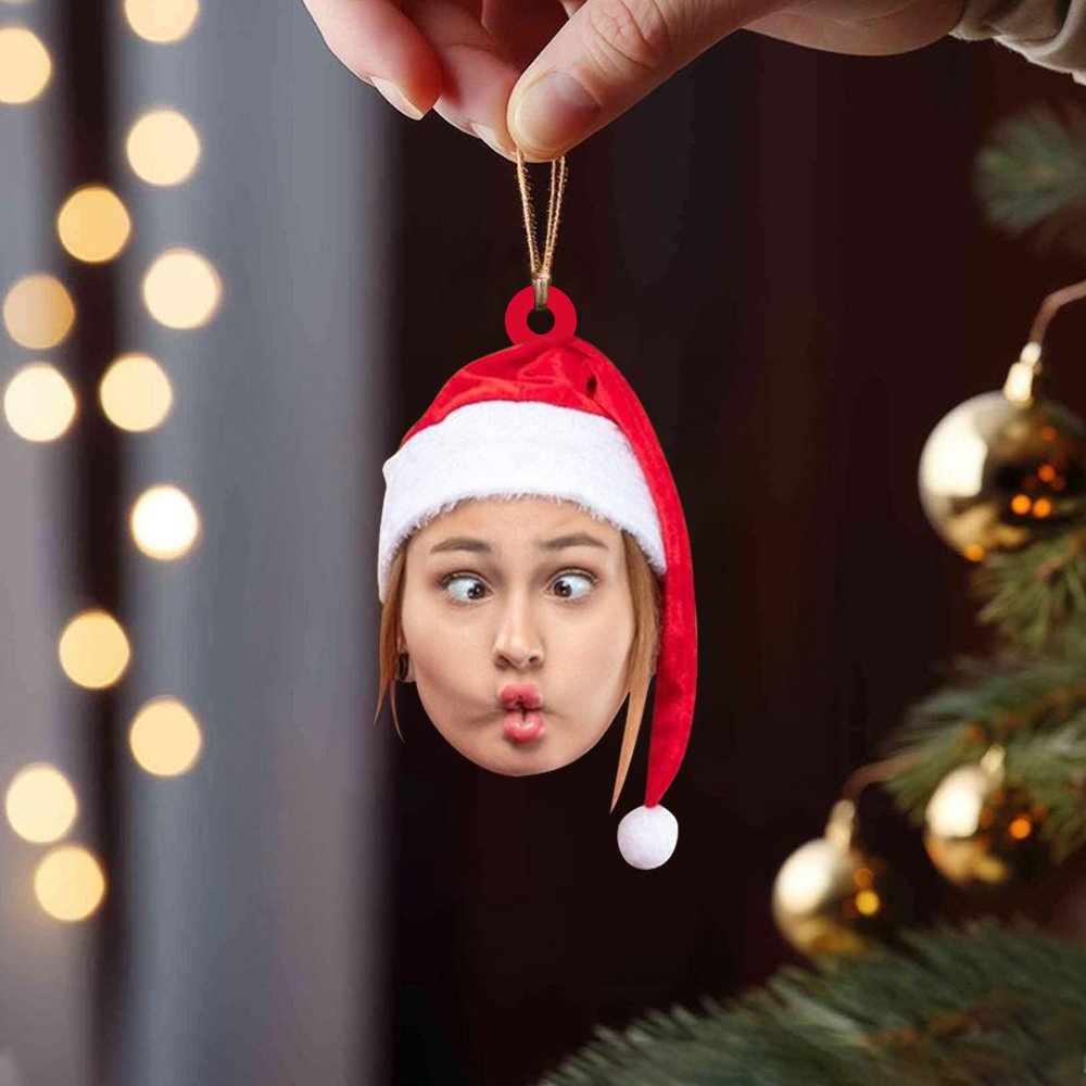 Custom Face Christmas Acrylic Ornament, Personalized Funny Photo Head Holiday Decoration