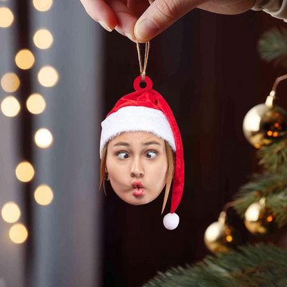 Custom Face Christmas Acrylic Ornament, Personalized Funny Photo Head Holiday Decoration