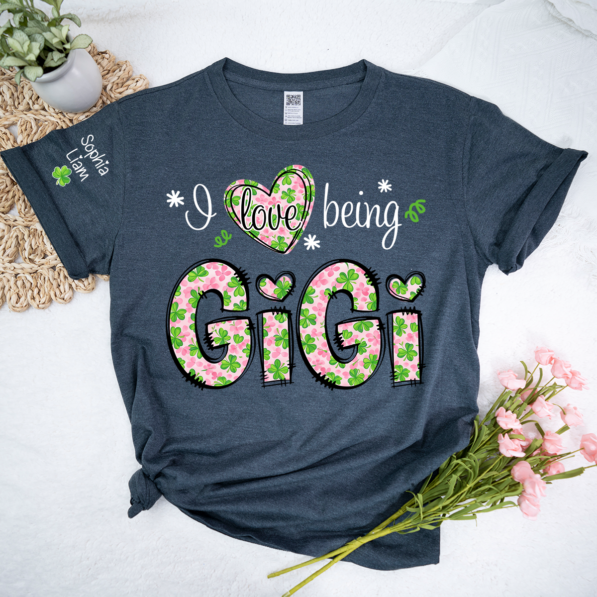 I Love Being Gigi Shirt, St Patrick’s Day Gigi Shirt With Shamrock Pattern