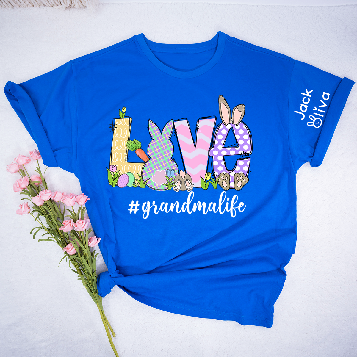 Personalized Love Grandma Life Bunny Easter T-Shirt