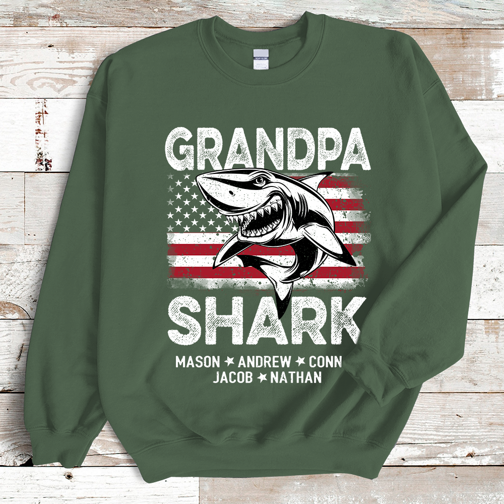 Grandpa Shark With Grandkids Sweatshirt