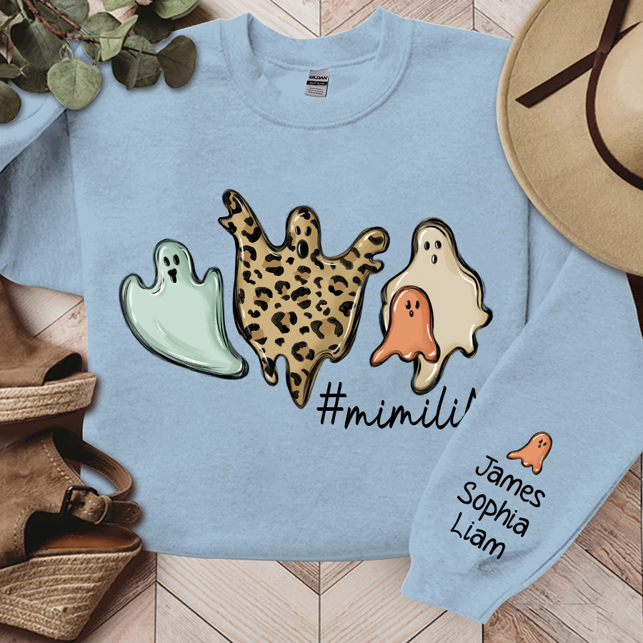 Mimi Life Ghost Halloween Sweatshirt, Custom Mimi & Grandkids, Grandma Gift Halloween TH