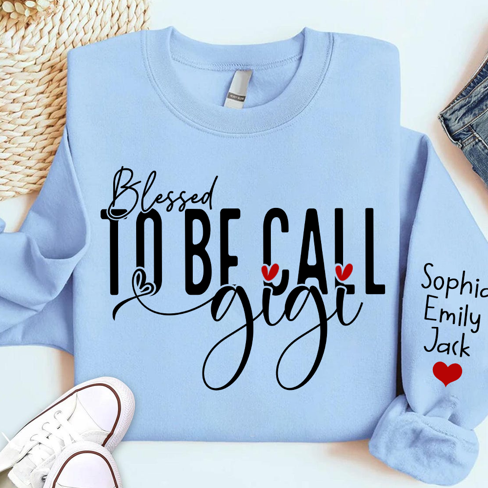 Personalized Blessed To Be Call Gigi Name Crewneck Sweatshirt, Custom Grandma And Kids