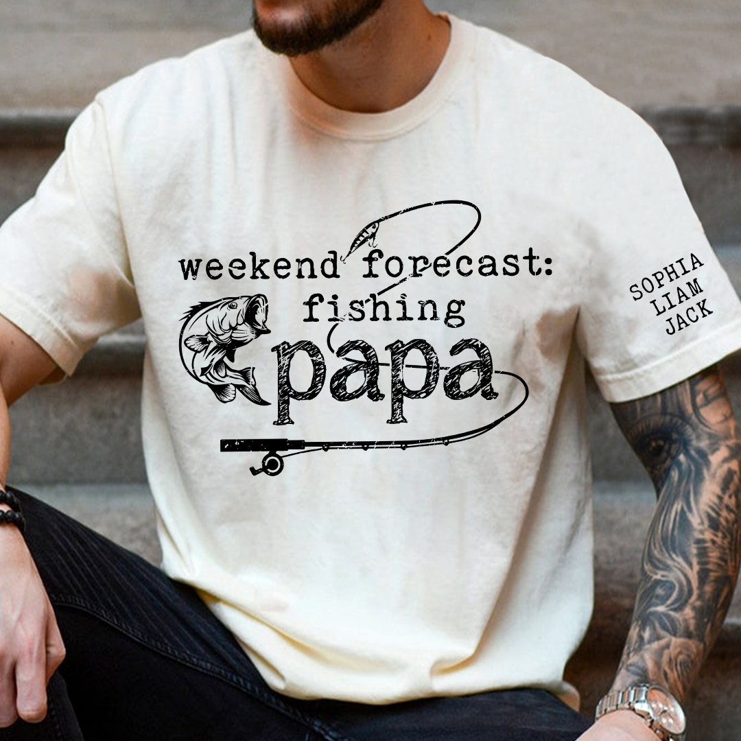 Weekend Forecast Fishing Papa Shirt Funny Fishing Tee Gift for Dad Grandpa