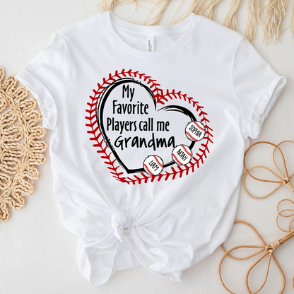 Baseball Mimi T-Shirt My Favorite Players Call Me Design with Custom Names