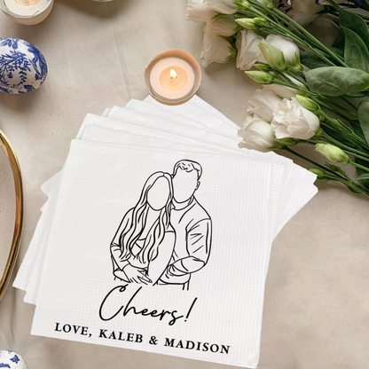 Personalized Elegant Wedding Cocktail Napkins, Engagement Party, Gifts for Couple, Engagement Wedding Gifts, Custom Cocktail Beverage Paper