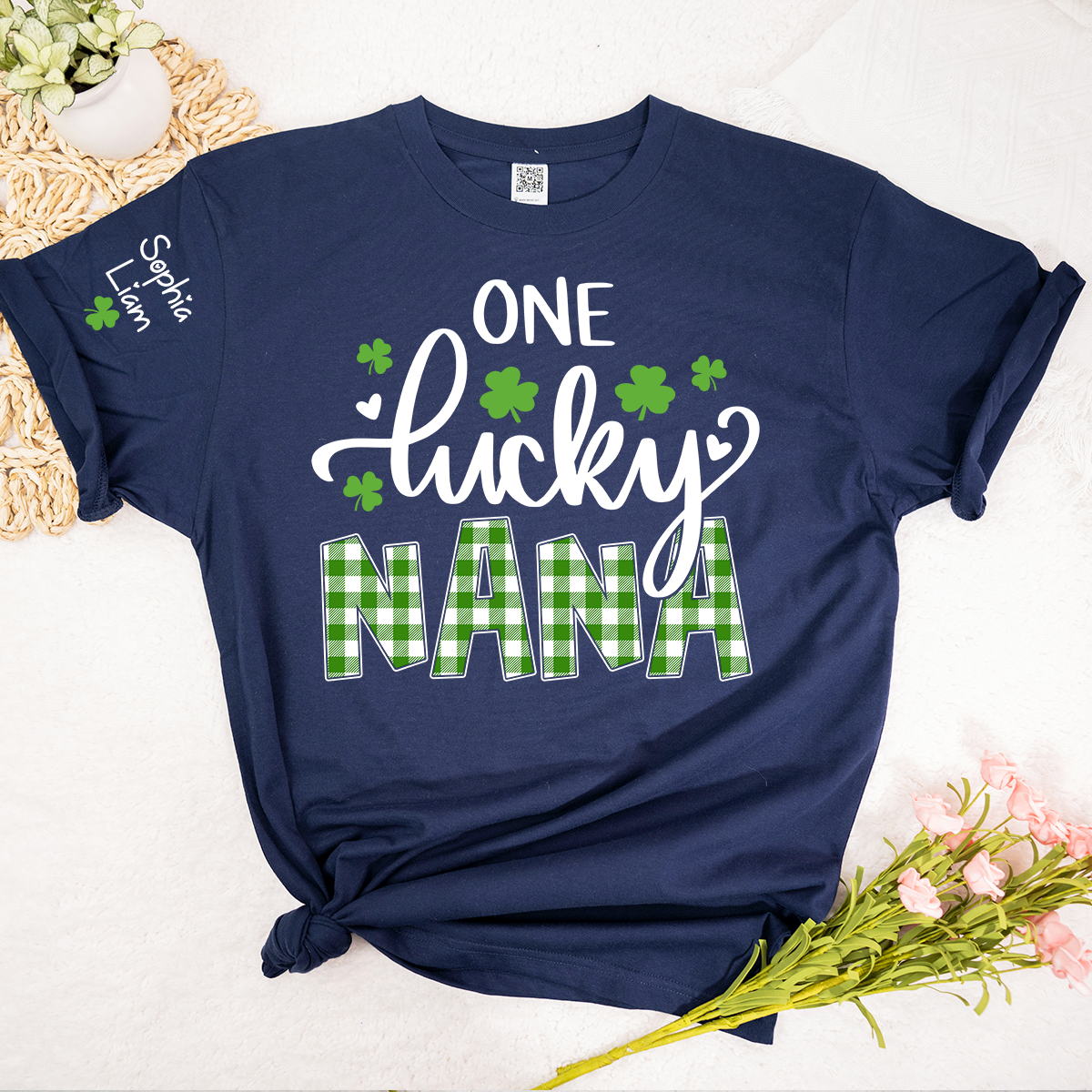 One Lucky Nana T Shirt for St Patrick’s Day, Personalized Nana Shirt with Shamrocks, Cute Grandma Family Gift