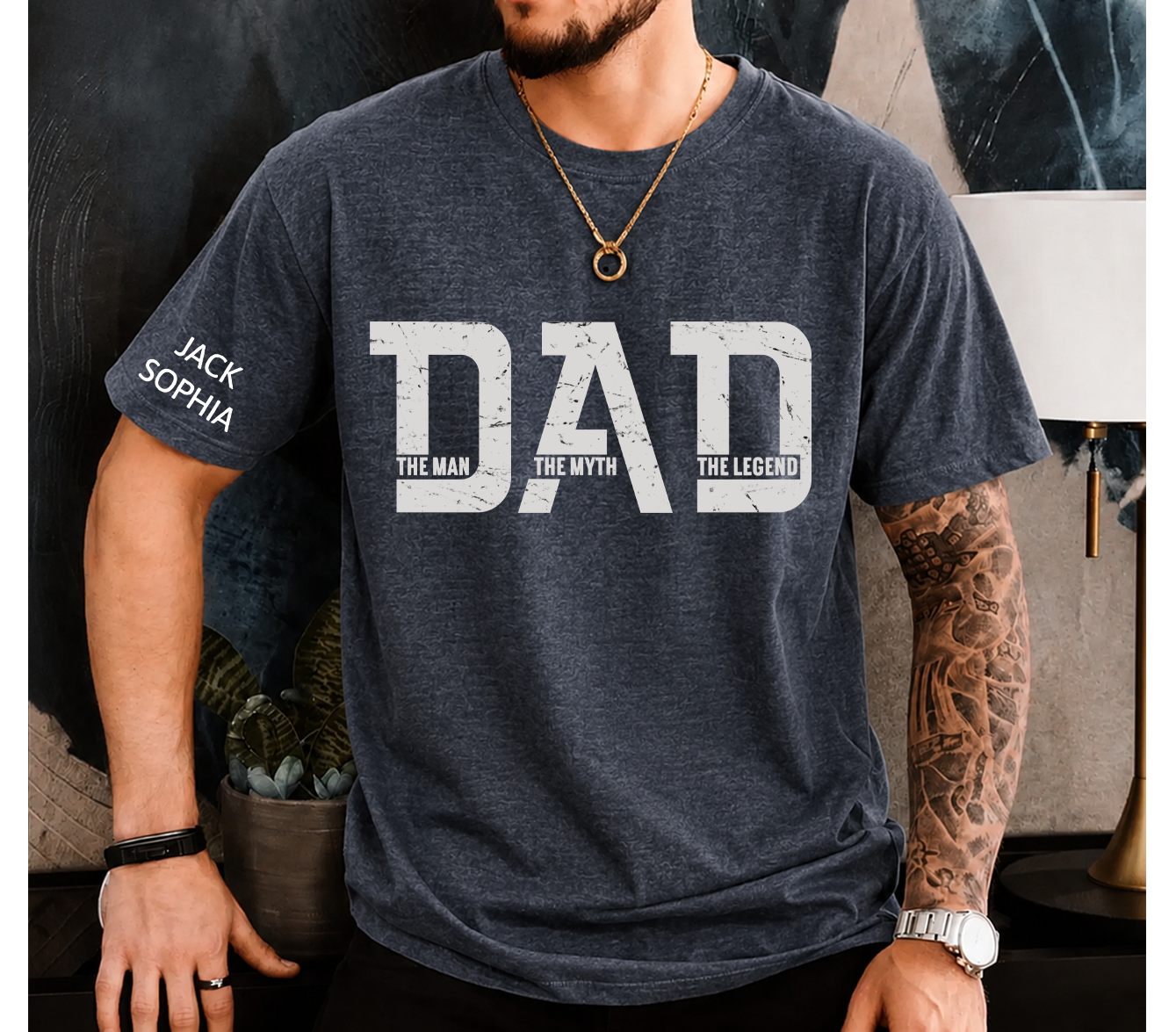 Personalized Dad Shirt The Man The Myth The Legend Custom Kids Names Gift for Dad