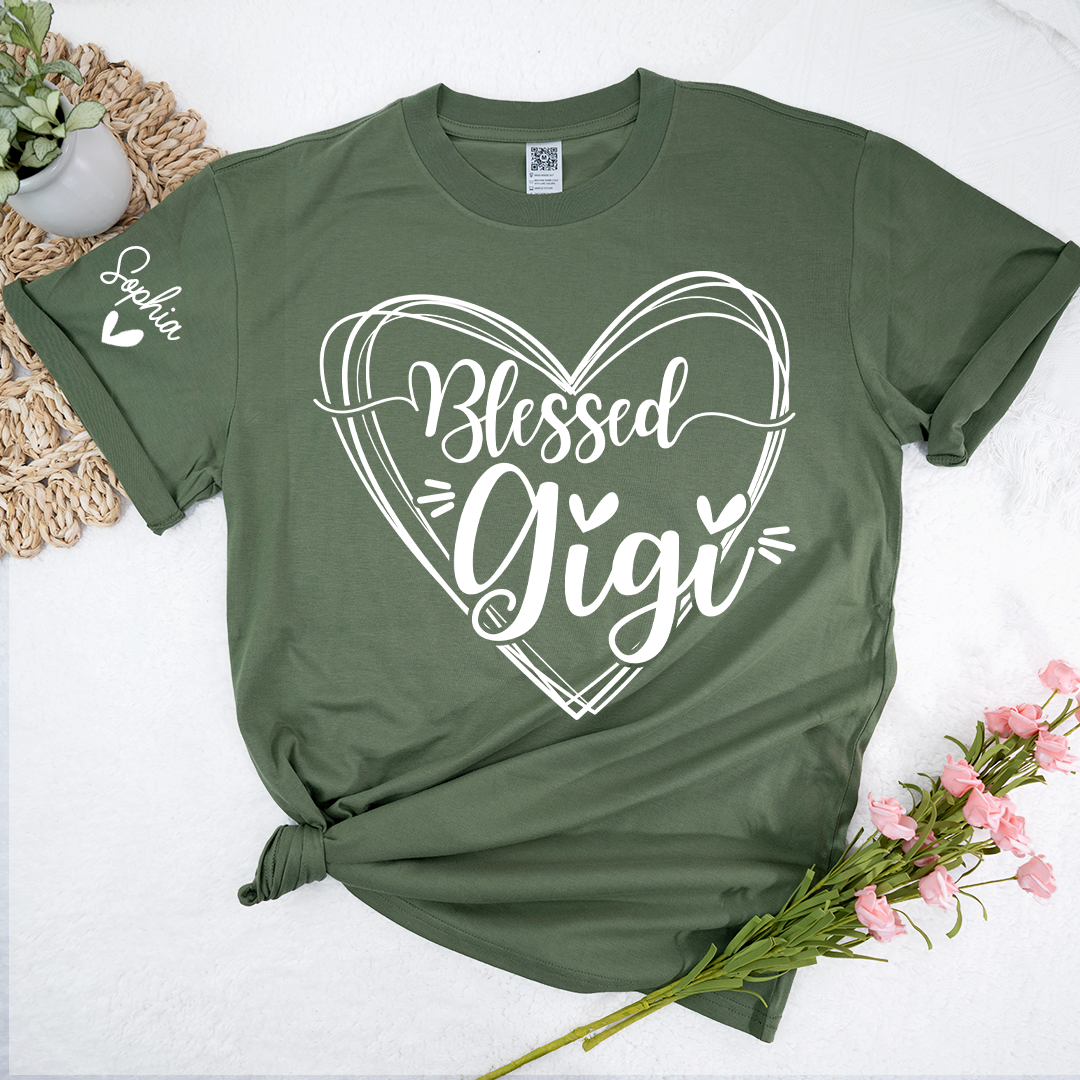 Custom Gigi Heart Tshirt, Personalized For Grandma And Little Ones