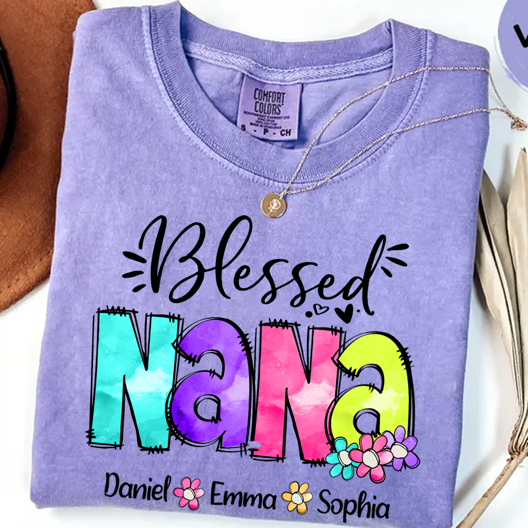 Comfort Colors® Blessed Nana Watercolor T-Shirt, Gift For Grandma T-Shirt