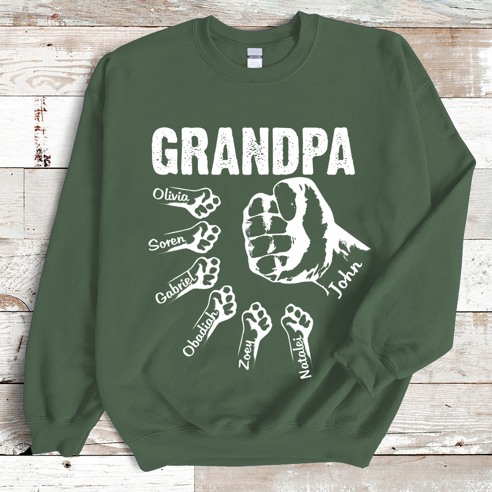 Personalized Grandpa with Grandkids Hand to Hands Sweatshirt