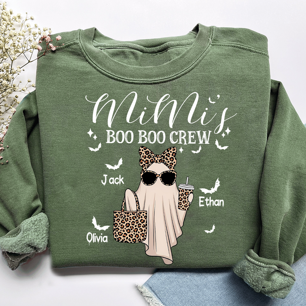 Mimi's Boo Crew Halloween Sweatshirt, Personalized Ghost Family Shirt for Grandma And Kids