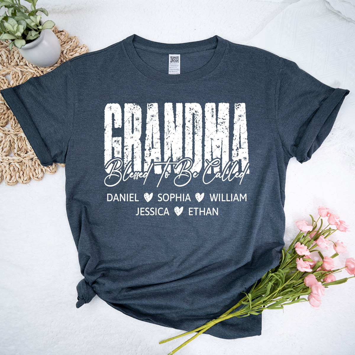 Blessed To Be Called Grandma Shirt, Custom Grandma Name T Shirt with Kids Names, Sentimental Family Apparel for Her
