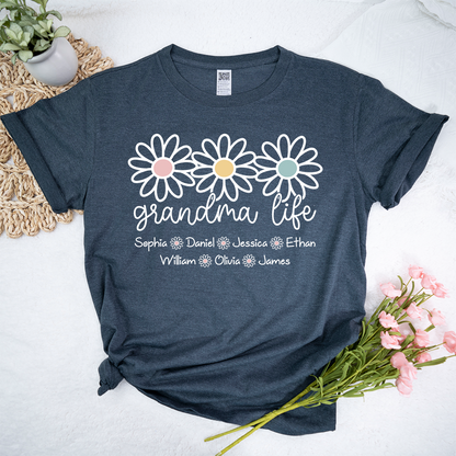 Personalized Grandma Life Shirt with Grandkids Names, Custom Daisy Grandma T-Shirt, Gift for Grandma