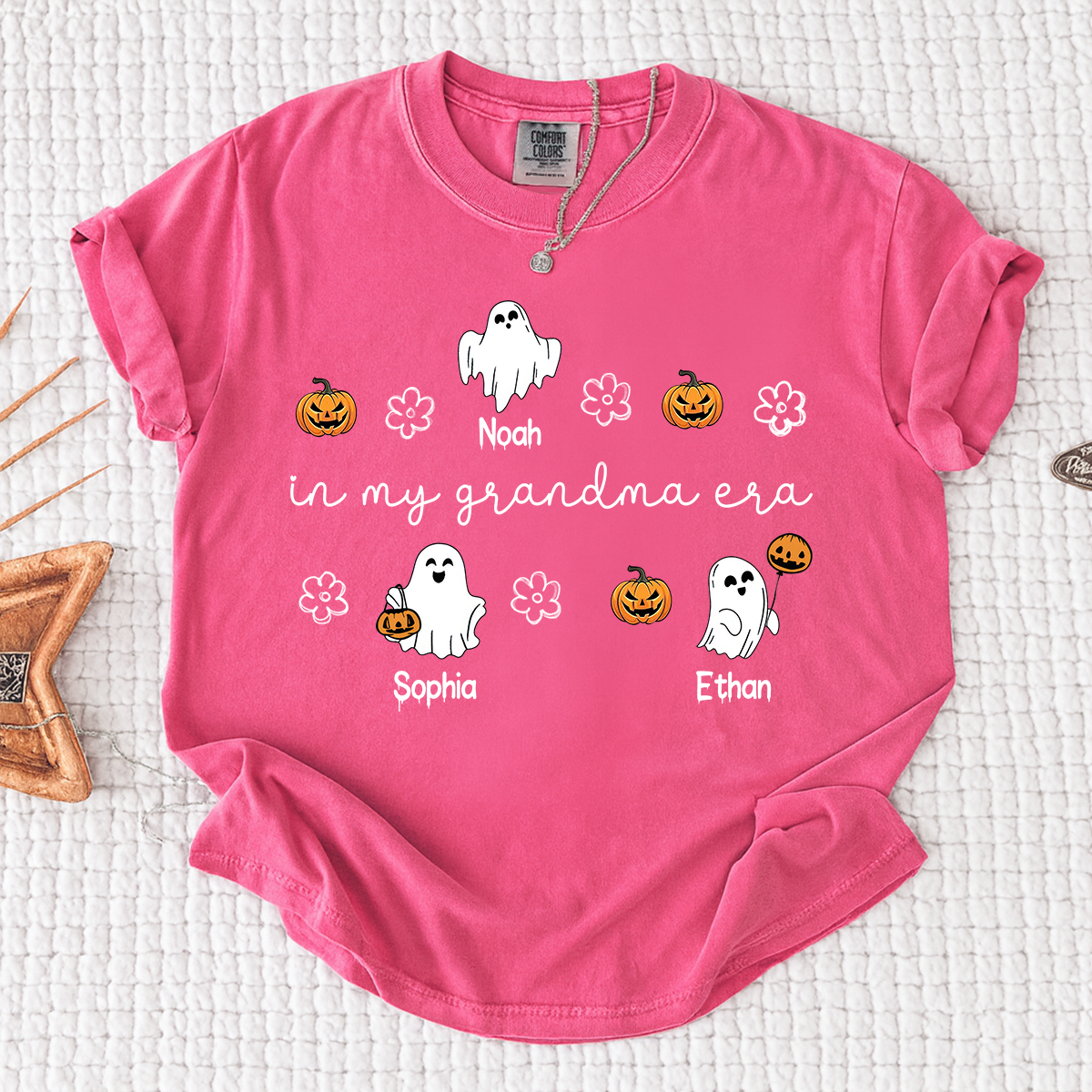 Comfort Colors® In My Grandma Era Halloween Tee, Custom Gifts for Grandma and Grandchild