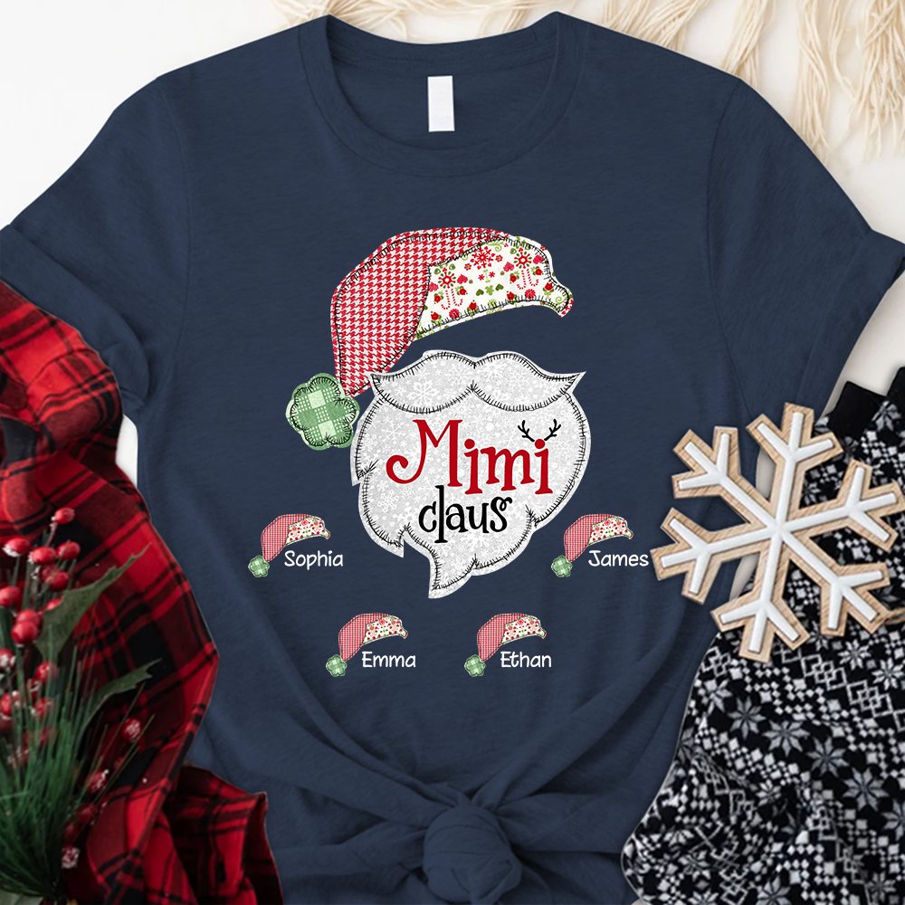 Custom Mimi Claus With Grandkids Christmas T-Shirt