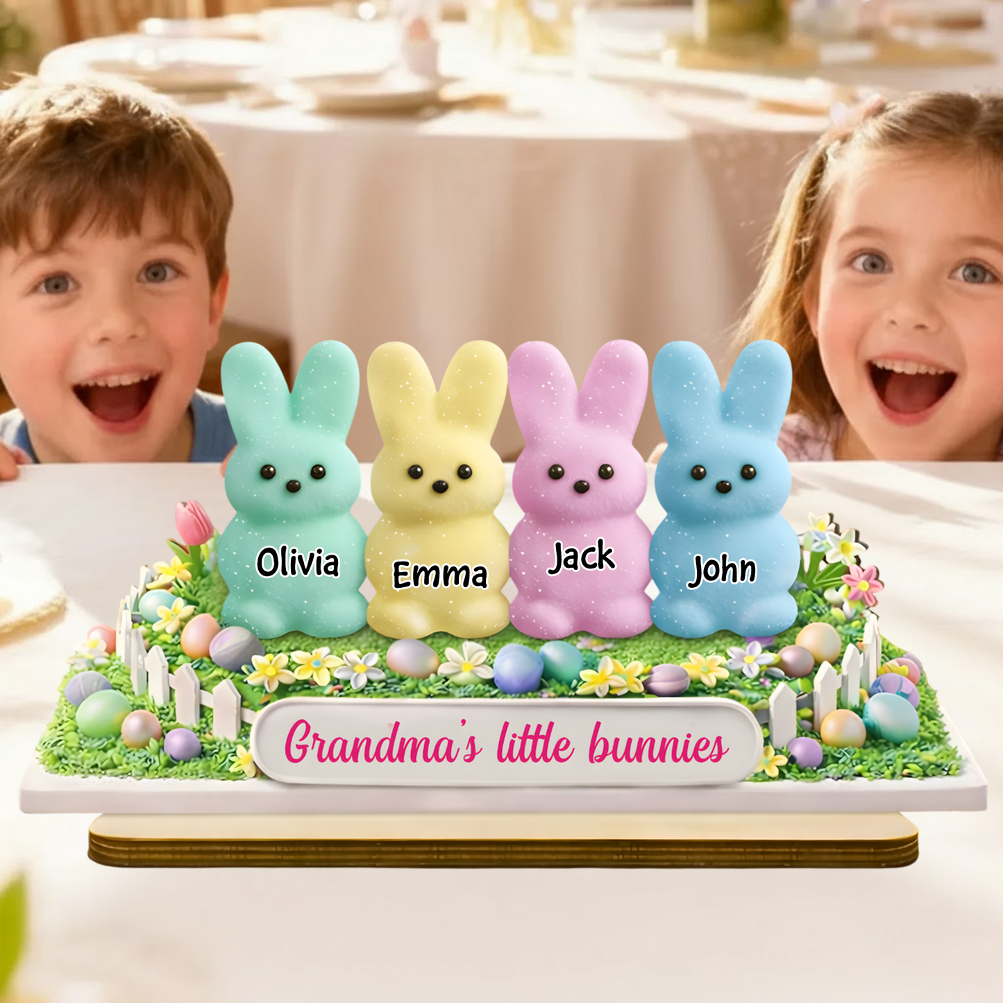 Personalized Easter Bunny Plaque for Grandma - Custom Names of Grandkids, "Grandma's Little Bunnies" Spring Decor