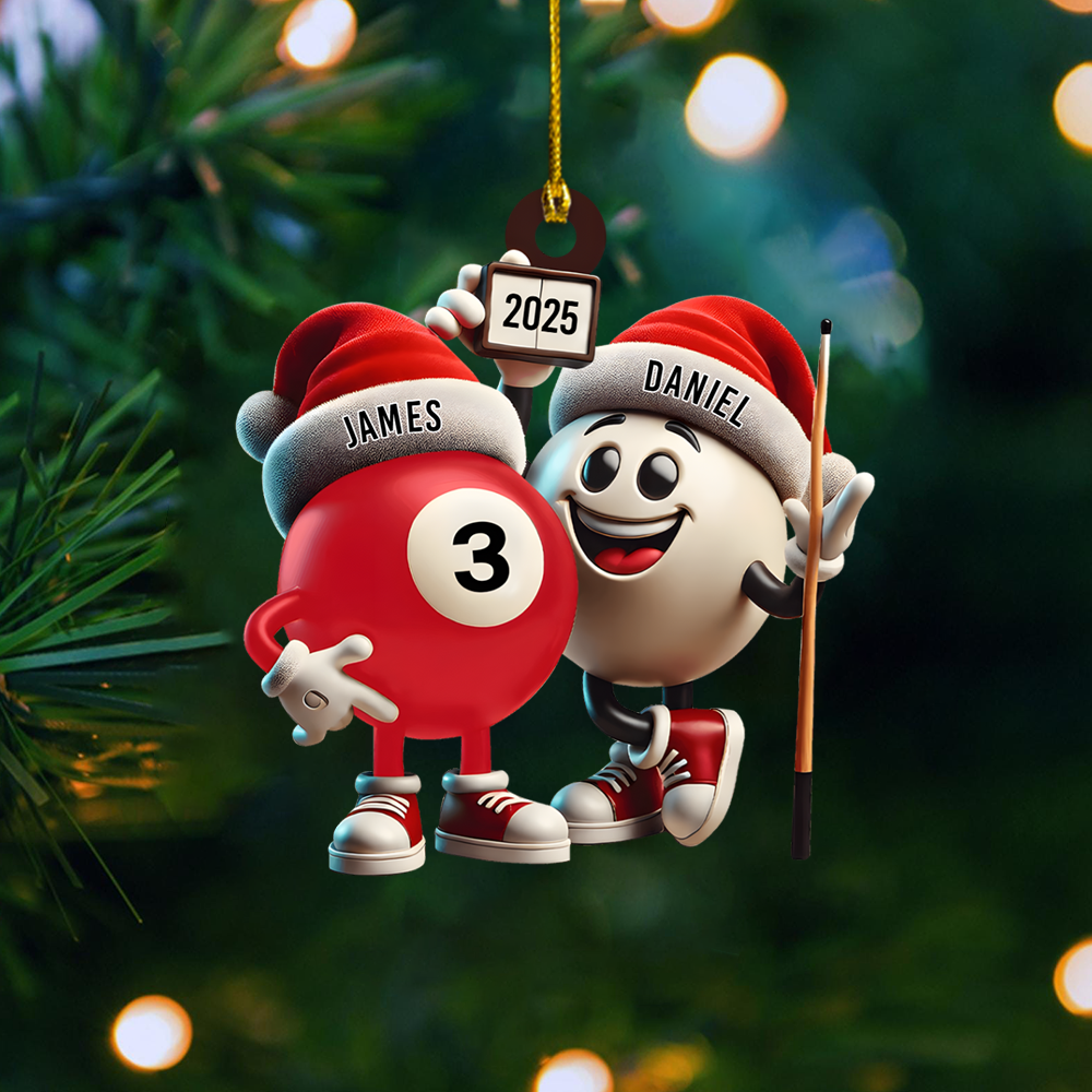 Personalized Pool Ball Ornament 2025 – Custom Billiards Christmas Decoration for Pool Players Ornament