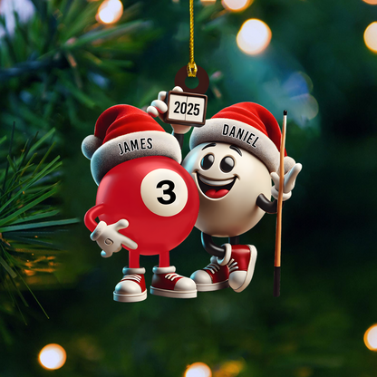 Personalized Pool Ball Ornament 2025 – Custom Billiards Christmas Decoration for Pool Players Ornament