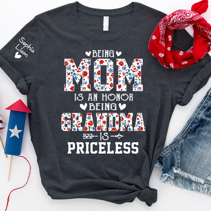 Being Mom is an Honor Being Grandma is Priceless Shirt, Custom Grandma Tee with Kids Names, Gift for Mother and Grandma