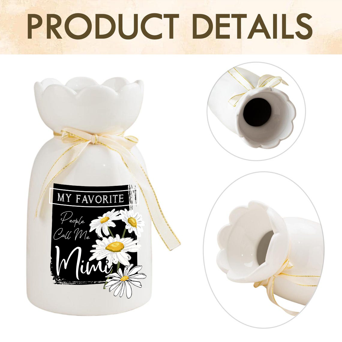 Custom Ceramic Flower Vases, My Favorite People Call Me with Daisy Design, Ideal Gift for Grandma