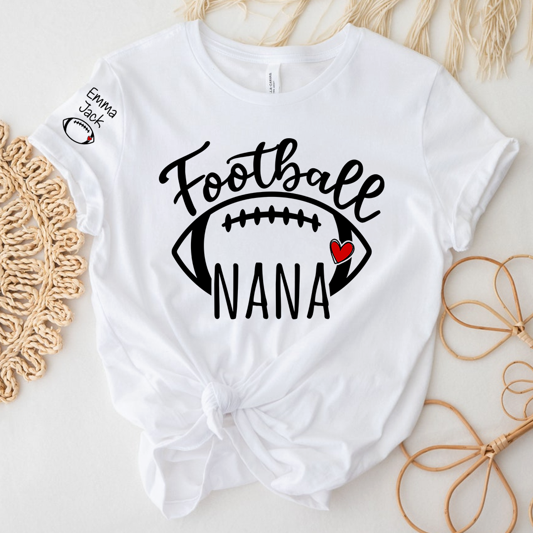 Football Grandma T-Shirt, Personalized Grandma T-Shirt for Football Lovers with Custom Name