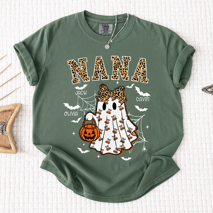 Comfort Colors® Custom Mimi Ghost Shirt, Halloween Outfit with Kids Names