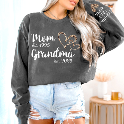 Mom Est Grandma Est personalized sweatshirt, A Loving Gift For The Family On Valentine's Day