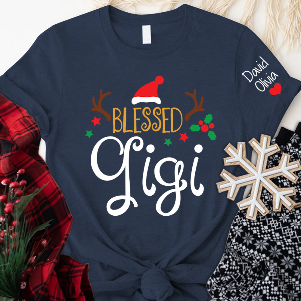 Blessed Gigi Christmas And Grandkids T-Shirt
