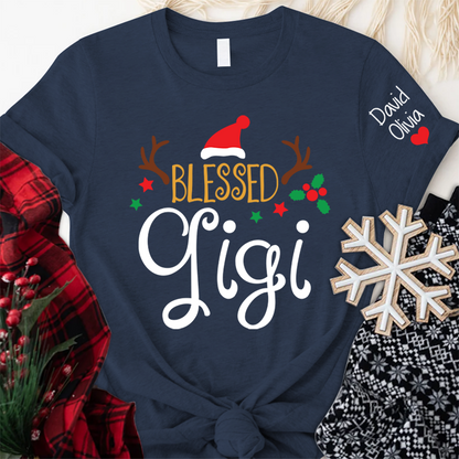 Blessed Gigi Christmas And Grandkids T-Shirt