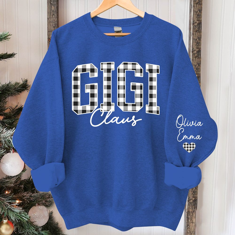Custom Gigi Claus White Caro Christmas With Kids Sweatshirt
