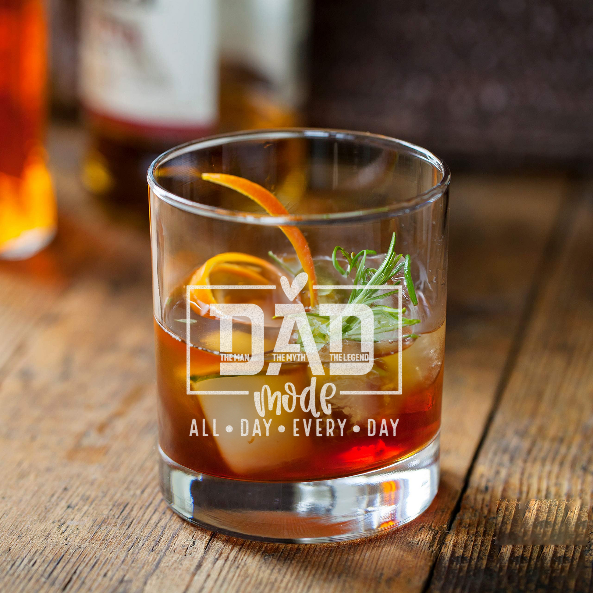 Dad Mode All Day Every Day - Daddy And Kids Whiskey Glass