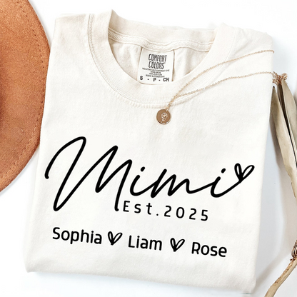 Comfort Colors® Minimalist Custom Name Shirt, Mimi And Kids Family Gift