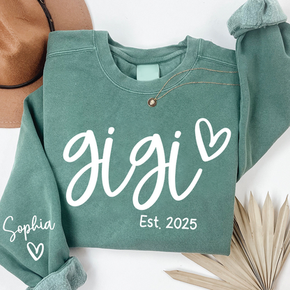 Gigi Sweatshirt with Custom Names, Heartwarming Gift For Grandma And Kids