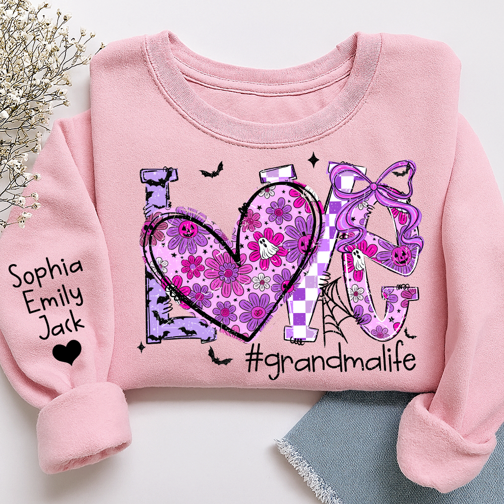 Naughty Halloween Flowers, Personalized Grandma Love Life Pumpkin and Kids