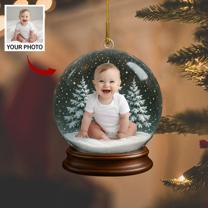 Personalized Baby Photo Snow Globe Ornament 2025 – Custom Name Christmas Ornament for Baby’s First Christmas Keepsake Ornament