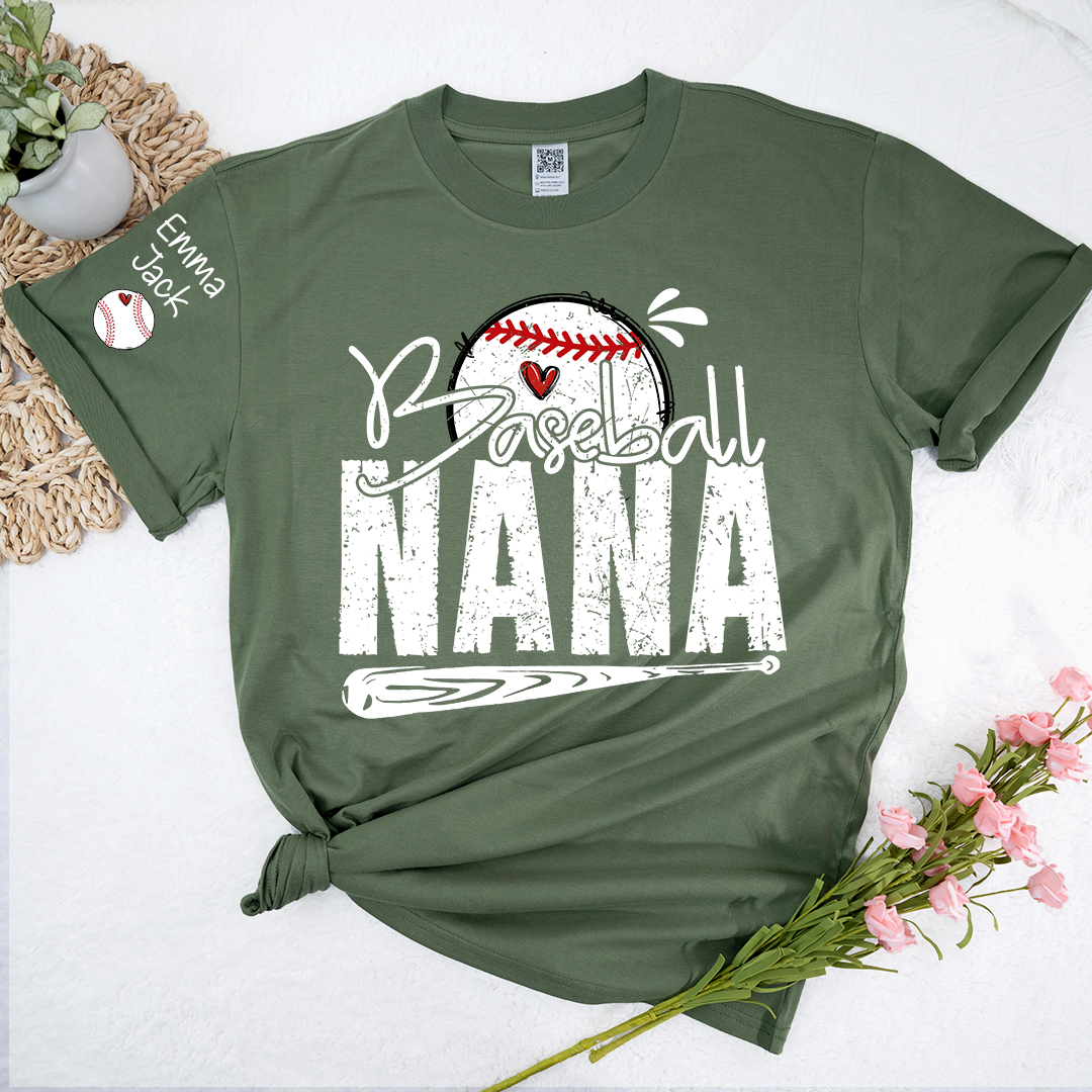 Baseball Nana Shirt Personalized with Kids Names, Game Day Sports T Shirt for Proud Grandma