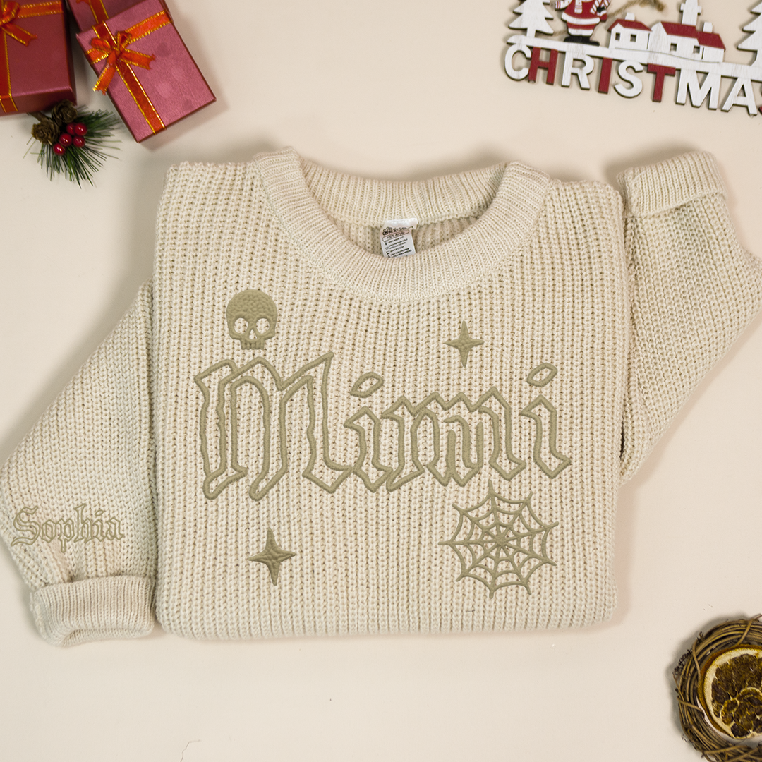 Custom Mimi Knit Sweater – Personalized Halloween Gift for Grandma