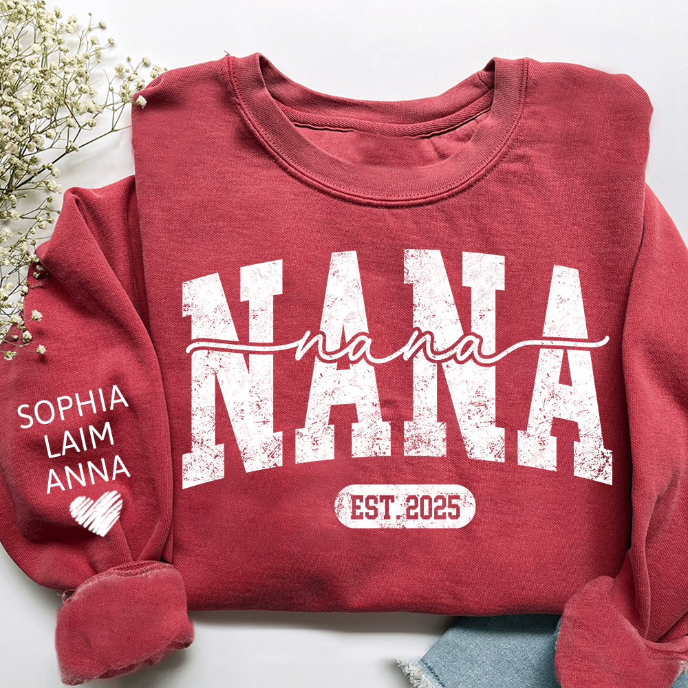 Personalized Nana Est. 2025 Custom Sweatshirt Gift For Grandma And Grandchild