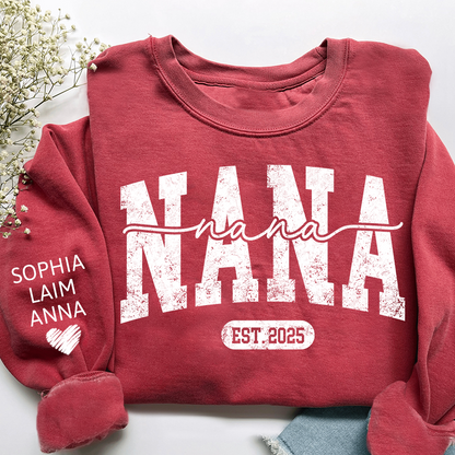 Personalized Nana Est. 2025 Custom Sweatshirt Gift For Grandma And Grandchild