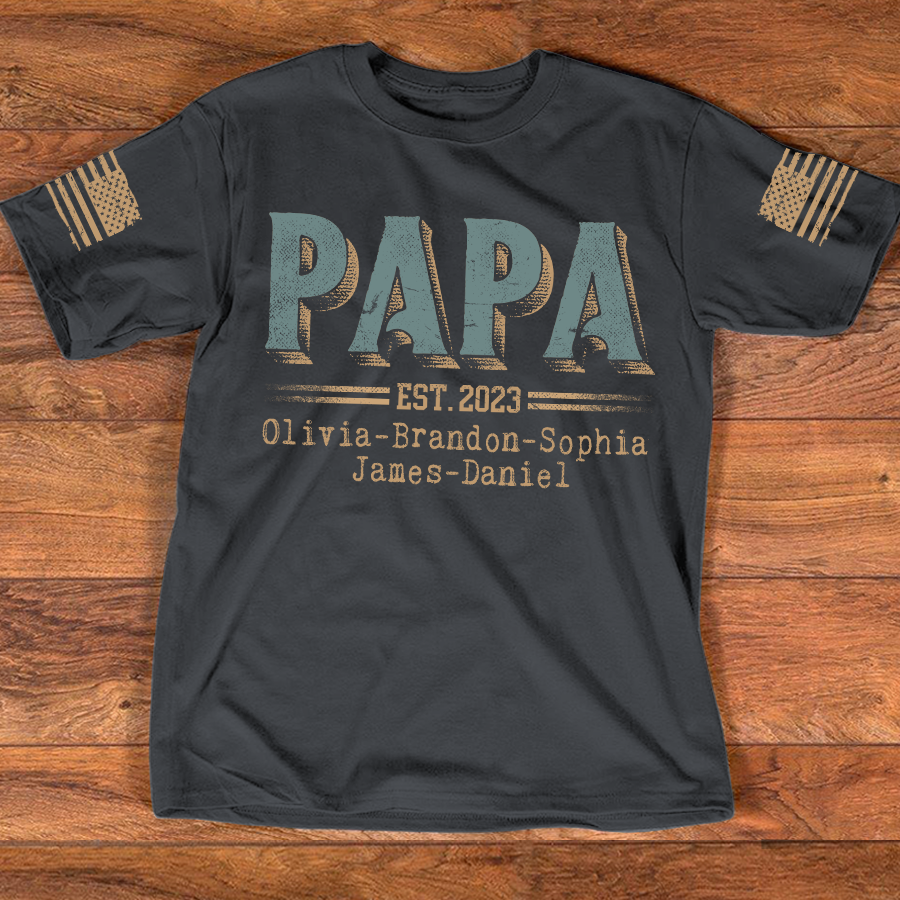 Personalized Custom Papa Est And Grandkids Father's Day