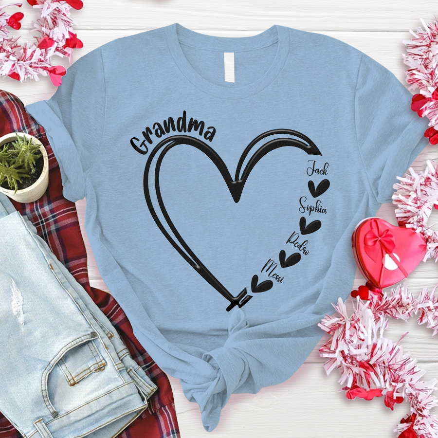 Custom Name Grandma And Kids, Puff Print Design  LTP01