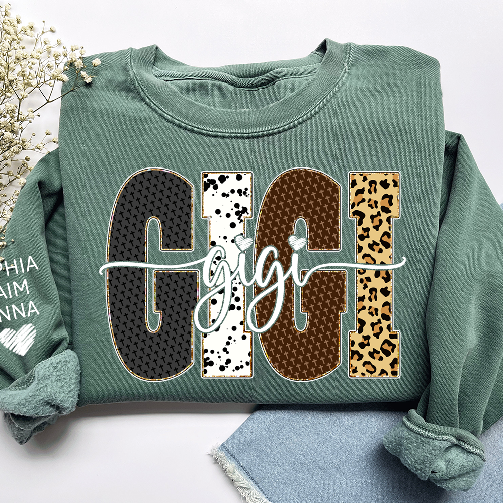 Bible Art & Lettering, Personalized Gigi Sweatshirt – Custom Grandchild Name on Sleeve