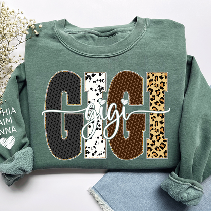 Bible Art & Lettering, Personalized Gigi Sweatshirt – Custom Grandchild Name on Sleeve